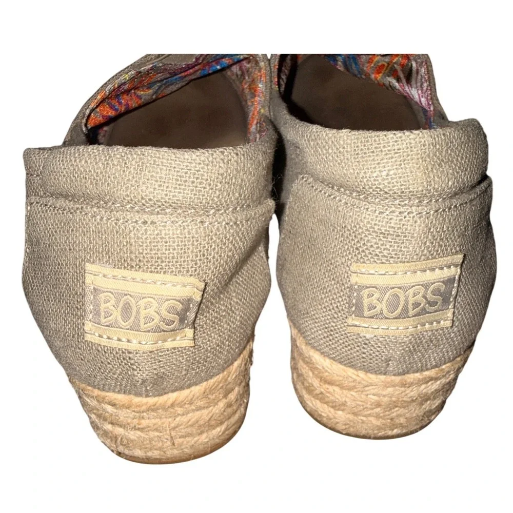 Cottage Core Boho Coconut BOBS Homestretch Taupe Linen Espadrille Wedge Sz8